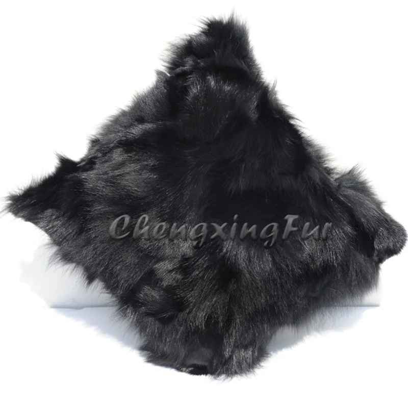 

CX-D-101B Black High Quality Square Home Accessory Pillow Cover Real Fox Fur Pillowcases