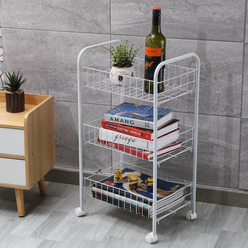  Kitchen rack floor multi-bedroom bedroom removable wheel storage shelf bathroom trolley WF4021954 - 32998218006