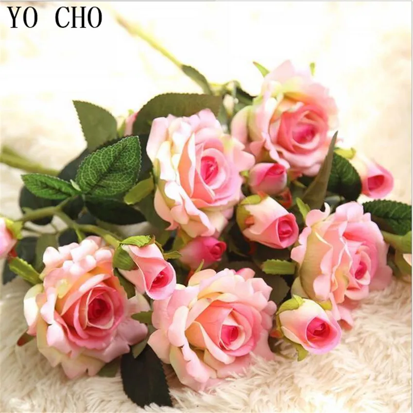 

YO CHO 2 Heads Real Touch Roses Wedding Flowers Artificial Peony Silk Velvet Flower Bridal Bouquet Home Decor Party Decoracion