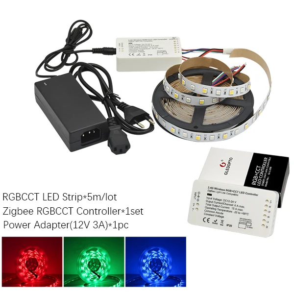 Набор смарт-светодиодных лент zigbee Zll link, набор диммеров rgb+ cct, контроллер ZIGBEE для rgb RGB+ CCT, светильник для лент, работающий с alexa - Испускаемый цвет: Zigbee RGBCCT Set