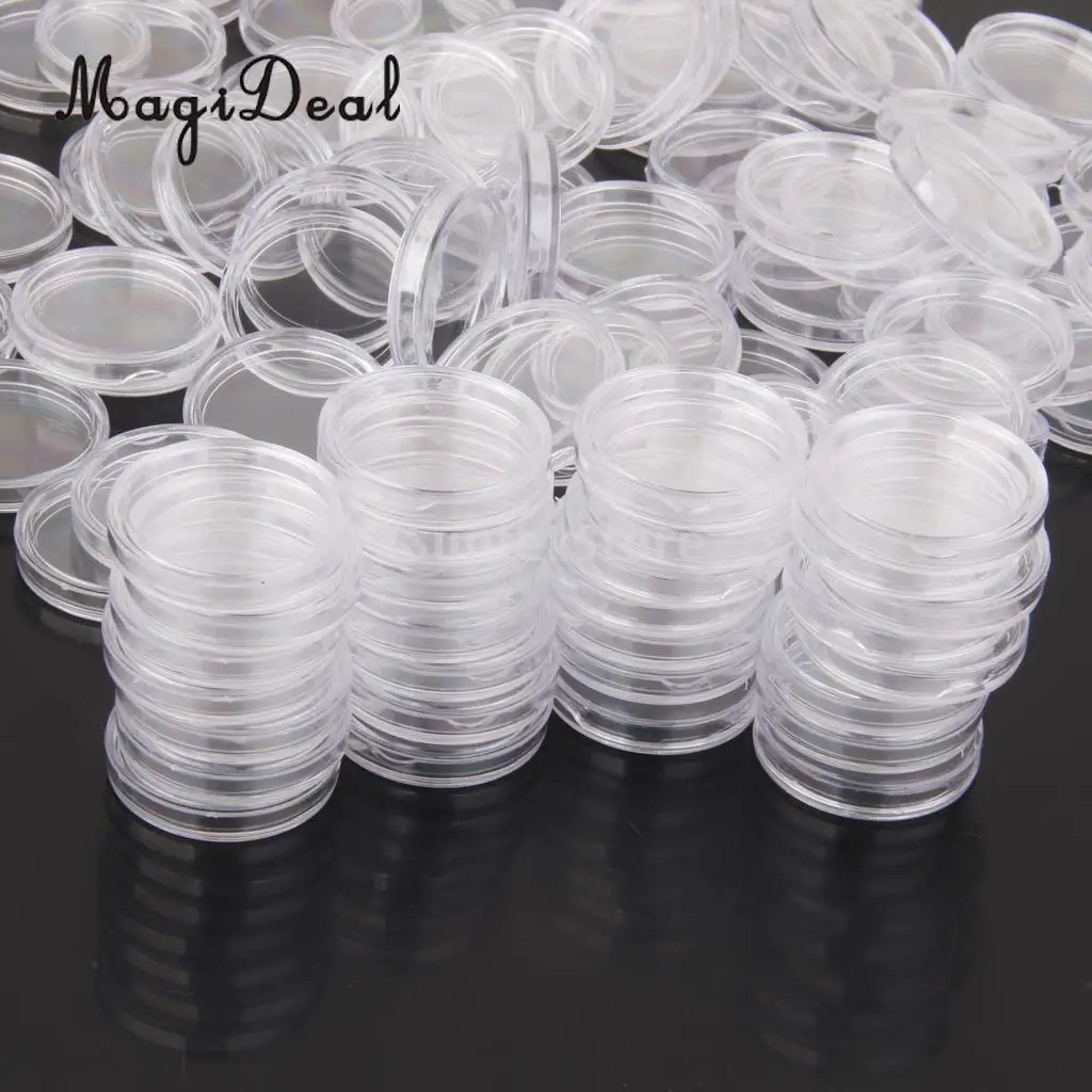 MagiDeal 100Pcs/Pack Clear Coin Capsules Containers Boxes Holders for Kids Children Novelty Toy Gift 21mm