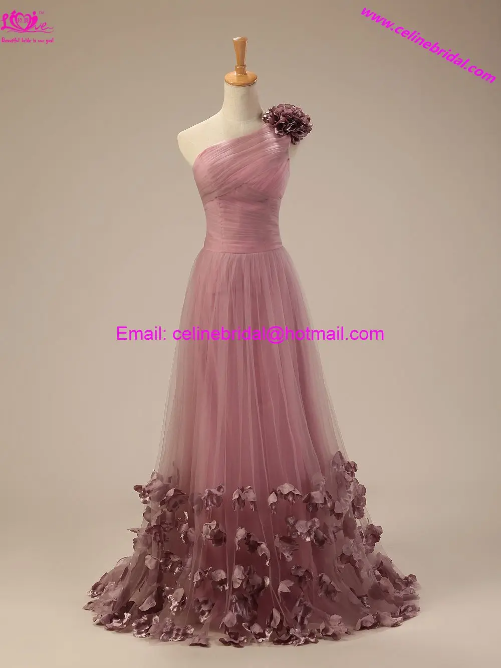 Cheap Hot Sale A line One Shoulder With Flower Beading Lace Evening