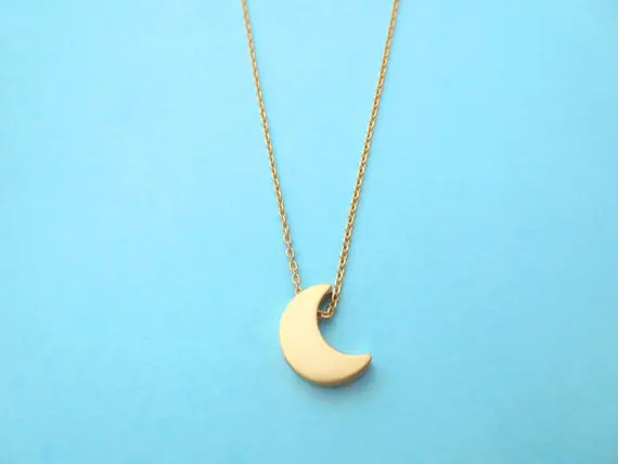 N070 Gold Silver Cute Small Half Moon Necklace Simple Crescent Moon Necklace Little Galaxy Moon Necklaces for Ladies Girl