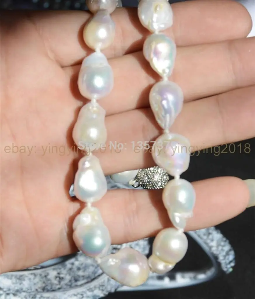 

FREE SHIPPING>>>@ new180 NEW AAA+ SOUTH SEA WHITE BAROQUE PEARL NECKLACE