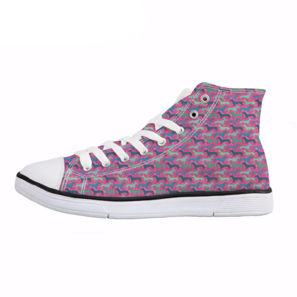 

NOISYDESIGNS Dachshund Dog Pattern Women High Top Canvas Shoes Comfort Spring Vulcanize Shoes for Girls Female Fashion Flat Shoe