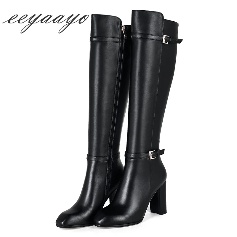 2019 New Genuine Leather Women Knee-High Boots High Heels Square Toe Zip Sexy Elegant Ladies Motorcycle Boots Black Women Shoes цена 2019 New Genuine Leather Women Knee-High Boots High Heels Square Toe Zip Sexy Elegant Ladies Motorcycle Boots Black Women Shoes цены онлайн