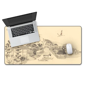 

FFFAS 80X40cm Gaming mouse pad Large size Ink and wash painting style Simple and good-looking HD printing Breathable No smell xl