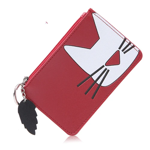 APP BLOG брендовый милый женский кошелек портмоне Новое поступление мода цветок мини Маленькая кожаная женская сумочка для ключей, карточек брелок - Цвет: cat red