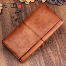 AETOO Men's handmade leather long wallet retro first layer of leather zipper men and women handbag couple tide bag AETOO Men's handmade leather long wallet retro first layer of leather zipper men and women handbag couple tide bag