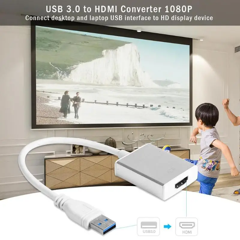 USB 3,0 к HDMI 1080 P адаптер Высокое качество USB 3,0 к HDMI 1080 P внешняя графическая карта видео конвертер кабели адаптер