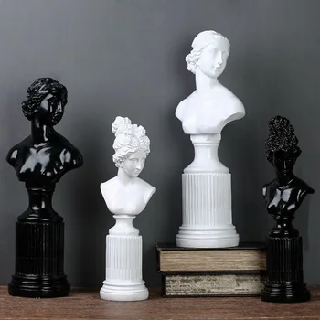 

Modern Resin Crafts Black White Goddess Figurine Home Decor Room Decoration Objects Vintage Ornament Resin Character Sculpture