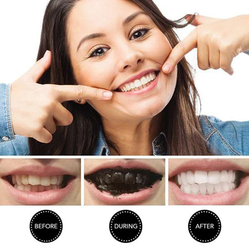Черный порошок для чистки зубов с активированным углем чудо-зубы естественная активность для чистки зубов порошок белый бамбуковый древесный уголь стоматология