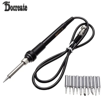 

5 Core Welding Iron Handle With 10pcs Solder Iron Tips For 852D 936 909D