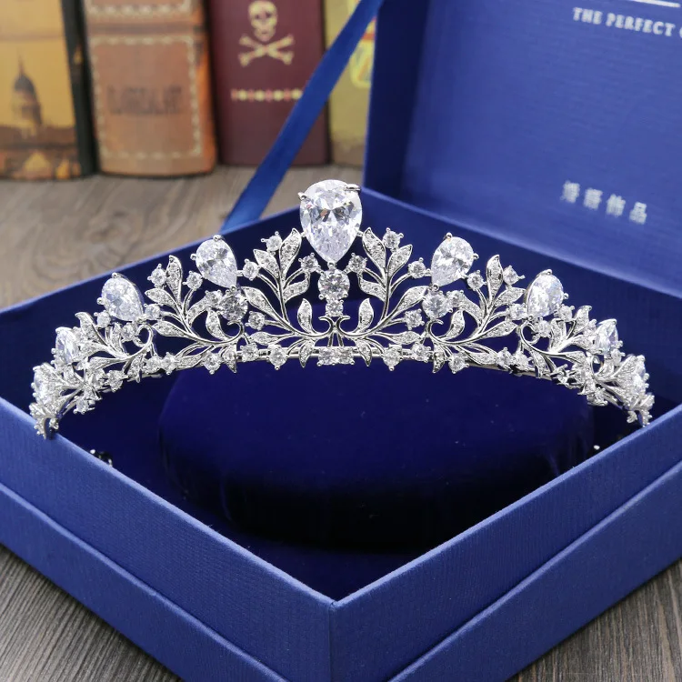 Casamento da Dama De Honra Flor Cubic Zirconia Meninas Banco chapeado zircon coroa tiara/повязка на голову Para Baile de Formatura