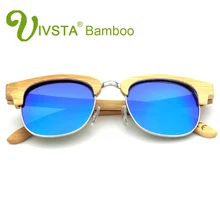 IVSTA полу без оправы Для мужчин Солнцезащитные Очки Бамбуковый каркас натуральный очки половина обод поляризованные Для мужчин s зеркало ручной работы Dropshipping Ретро VB3016