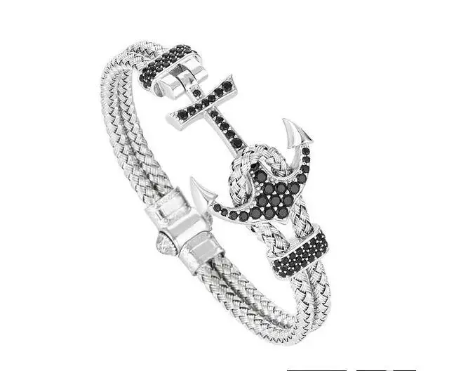 Модный Белый золотистый якорный Браслет ATOLYESTONE18K титановая сталь розовое золото