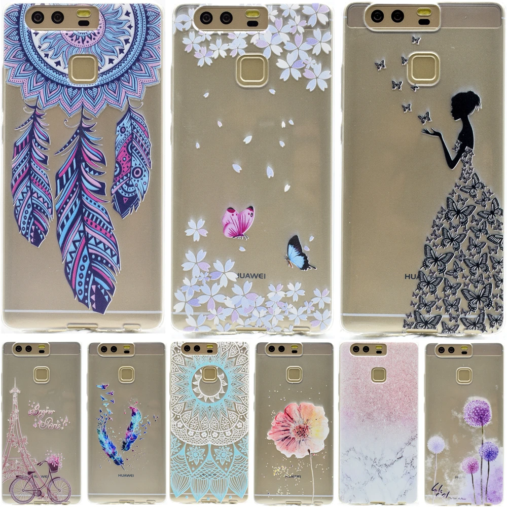 

For Fundas Huawei P9 P10 P20 Lite Case Silicon flowers Painting Soft TPU Back Cover For Ascend P9 P10 Plus P20 Pro Case Capas