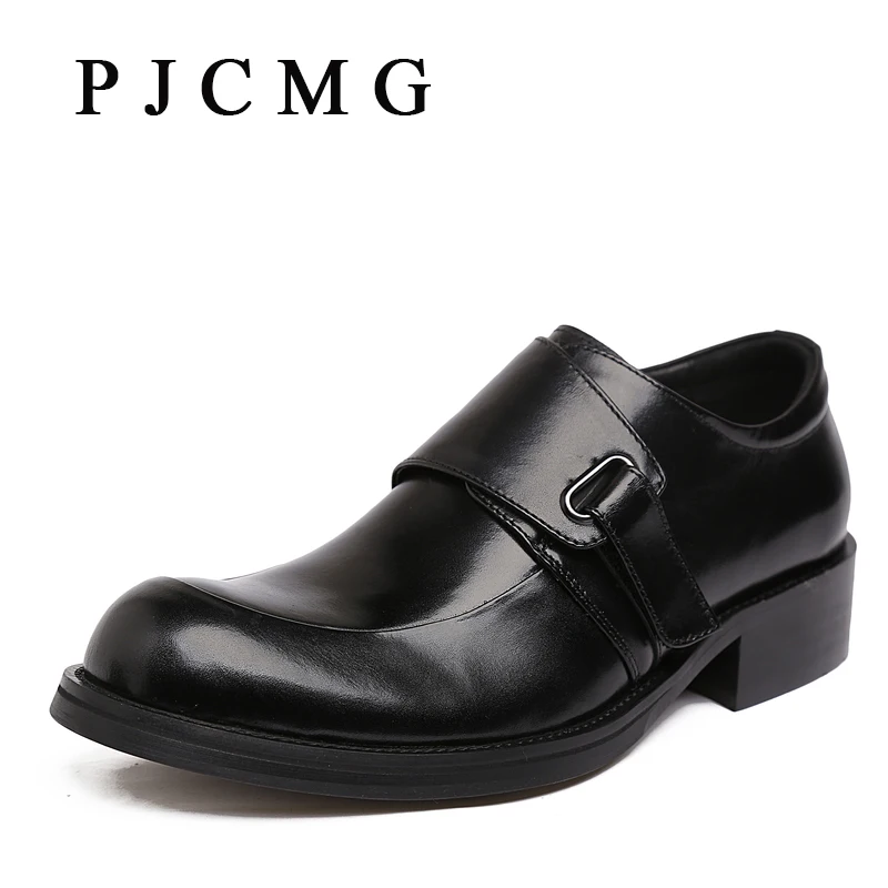 PJCMG Brand Genuine Leather Oxford Shoes For Men, Casual Men Oxford Men Dress Wedding Business Formal Brogue Round Toe Men Shoes