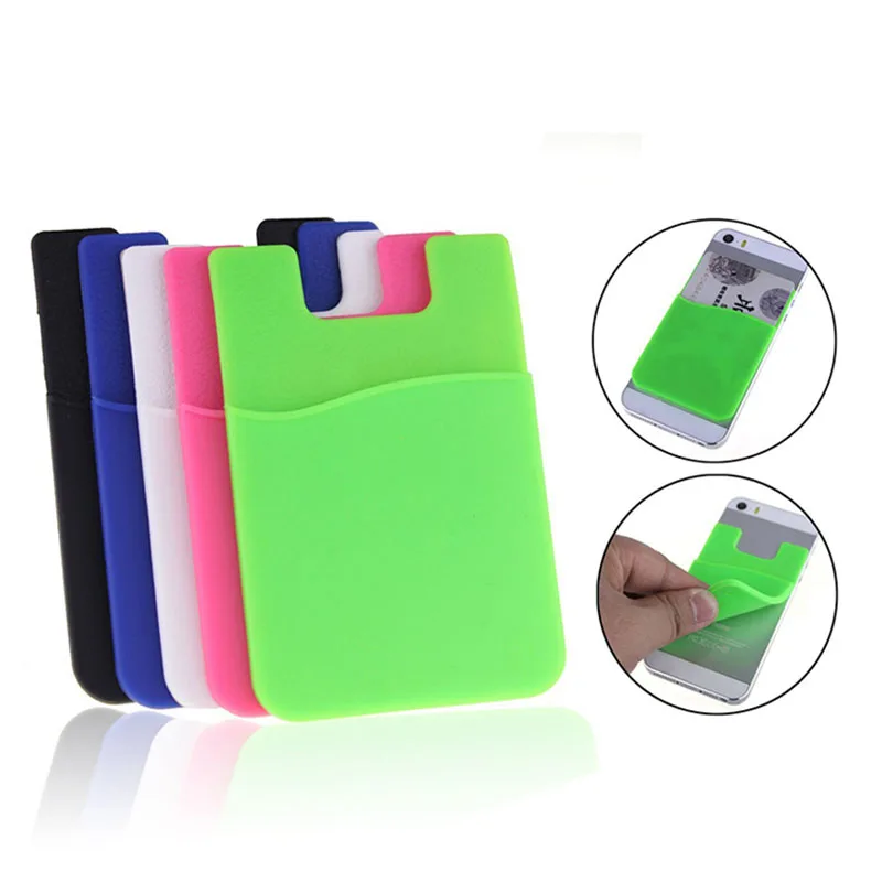 Klsyanyo Adhesive Sticker Cover Mobile Phone Back Card Holder Silicone Small Bus Card Case Pouch for Cell Phone