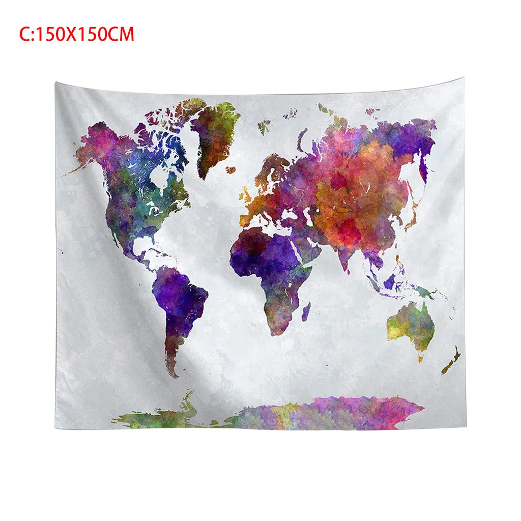 HSU Bohemian Tapestry World Map Carpet Rugs Plus Long Table Cover Yoga Mat Wall Hanging Hippie Tapestries Fashion Decorative