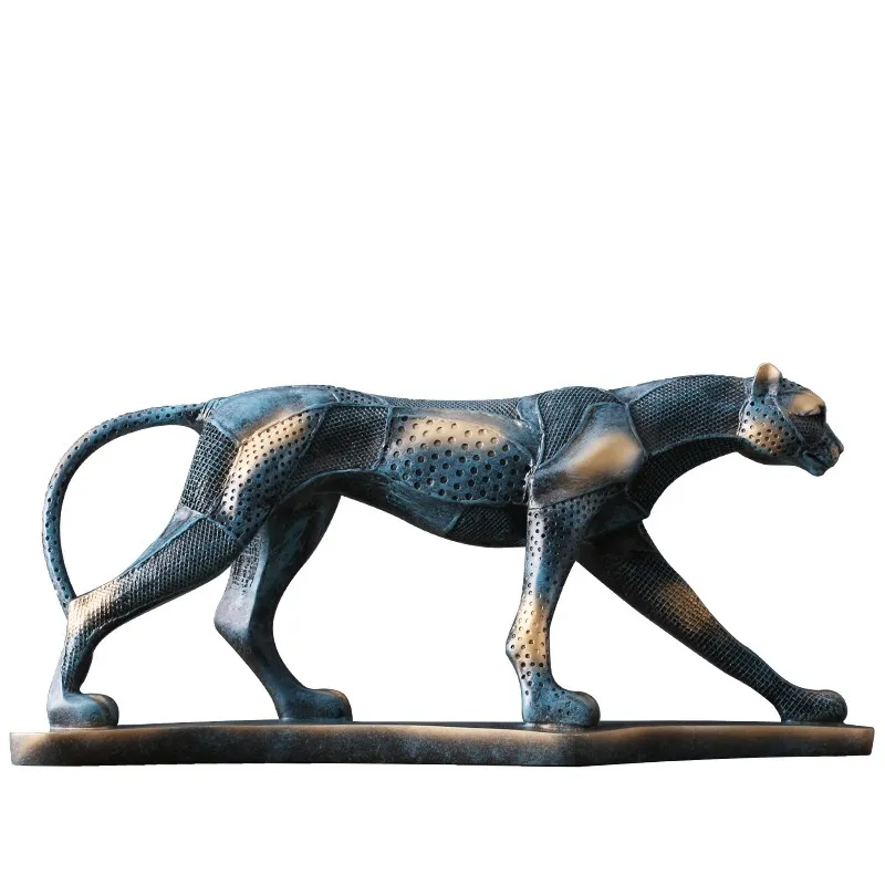 

53cm Leopard Sculpture Animal Cheetah Statue Handmade Resin Art&Craft Home Decoration Art Collection Souvenir L3223
