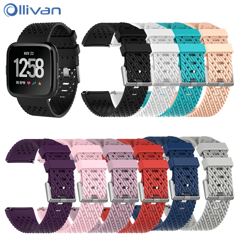 

Ollivan Silicone Watch Strap for Fitbit Versa Band Soft TPU Replacement Sport Strap With Metal Buckle for Fitbit Versa SmartBand
