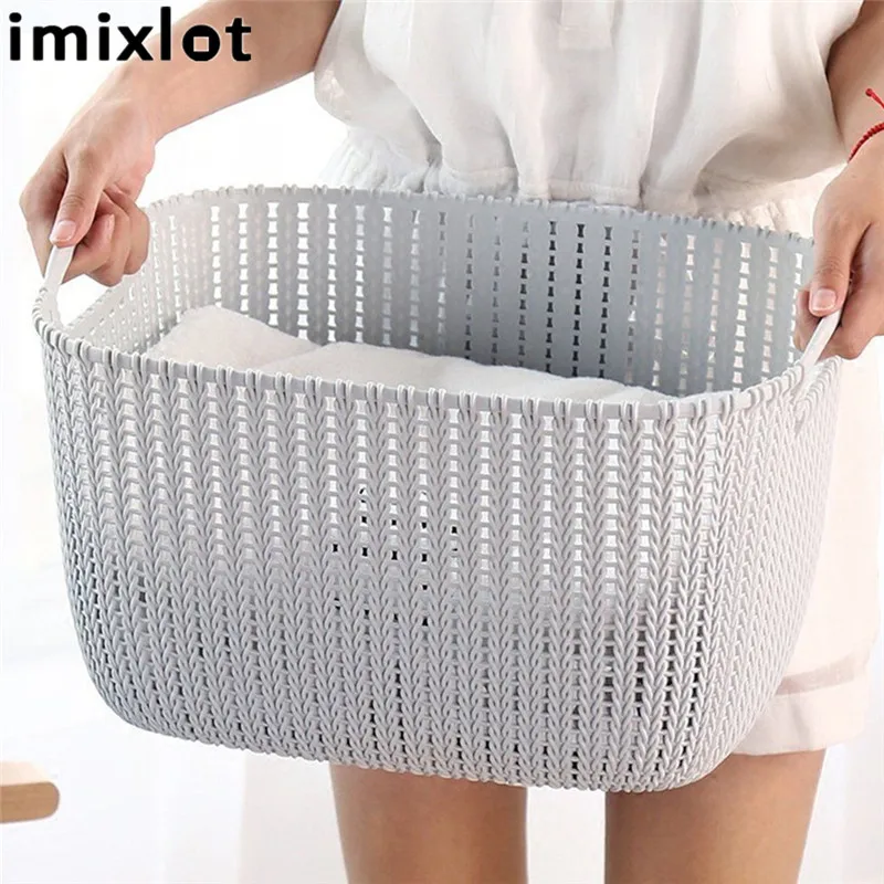 Imixlot محل القذرة صندوق تخزين ملابس سلة الغسيل الاطفال لعبة أشتات تخزين برميل كبير صندوق قابل للحمل مقاس S/M