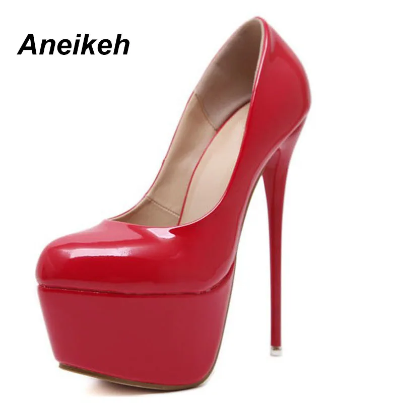 Aneikeh 2018 Spring Women Sexy 16CM Extreme High Heels Platform Ladies Pumps Stiletto Woman Shoes Slip On Size 34 - 40 258-90
