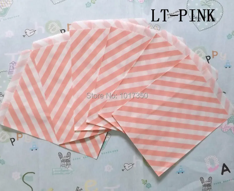 light pink stripe Candy gift paper bag cake packaging bakery bag greaseproof food bags wedding ...