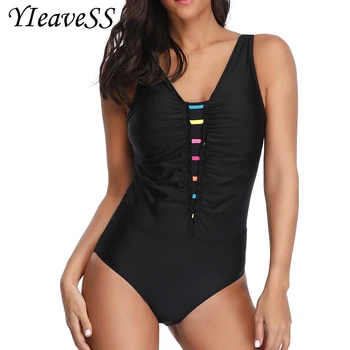 

Sexy 2019 One Piece Swimsuit Female Solid Backless High Cut Bandage Black Women Swimwear Brazilian Monokini Bathing Suit