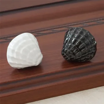 Cute Shell Knobs Ceramic Drawer Knob Pulls Blue Green White Kids Colorful Dresser Handle Pull Kitchen Cabinet Door Knob Child