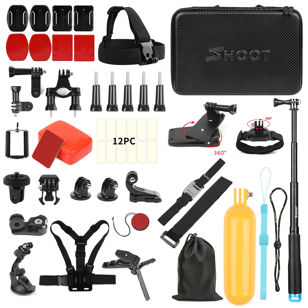 

SHOOT For GoPro Hero 7 5 6 Session Accessory Set Strap Mount Selfie Stick for Xiaomi Yi 4K Go Pro 7 SJCAM SJ4000 SJ5000 Eken h9