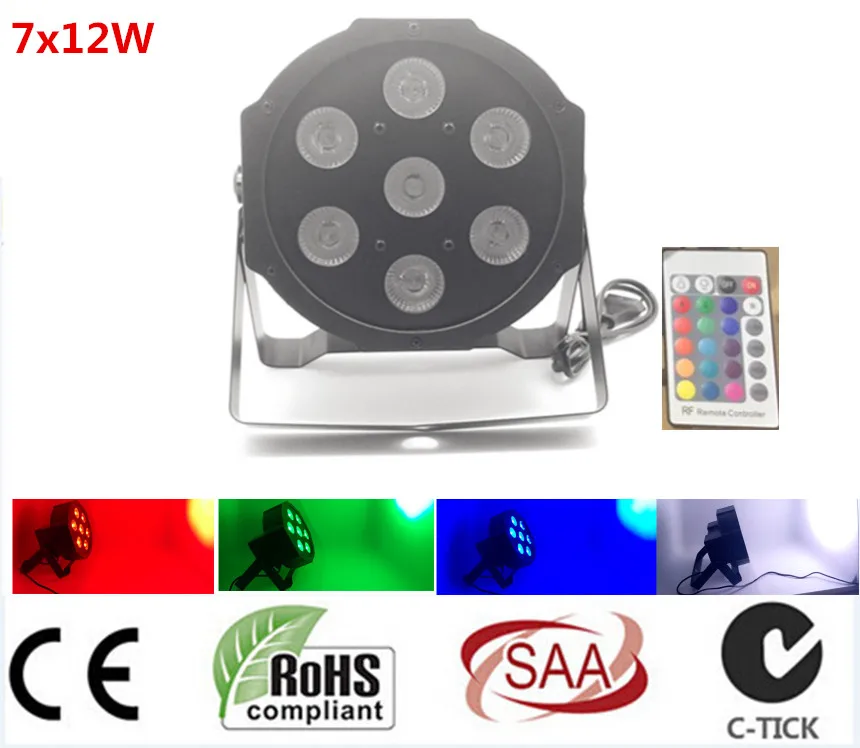 

Wireless Remote Control LED Par 7x12W RGBW 4IN1 LED Luxury DMX 8 Channels Led Flat Par Lights