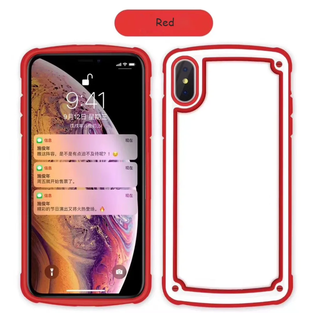 Case For iPhone Xr X Xs Max Cover Korean Candy Color Transparent PC + TPU Shockproof (24)