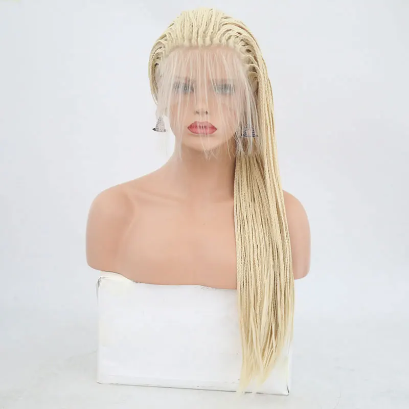 Bombshell медовый блонд плетеный синтетический парик на кружеве термостойкие волокна волос Премиум коса парик с детскими волосами для женщин