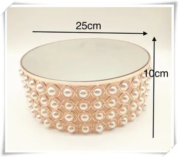 

New arrival Wedding Cake Stand Gold pearl cake stand Electroplating mirror face fondant metal cake display table decoration