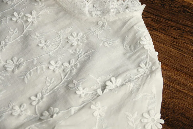 Г. Белая рубашка с длинными рукавами и кружевным воротником для милой принцессы с цветочным принтом; женская блузка