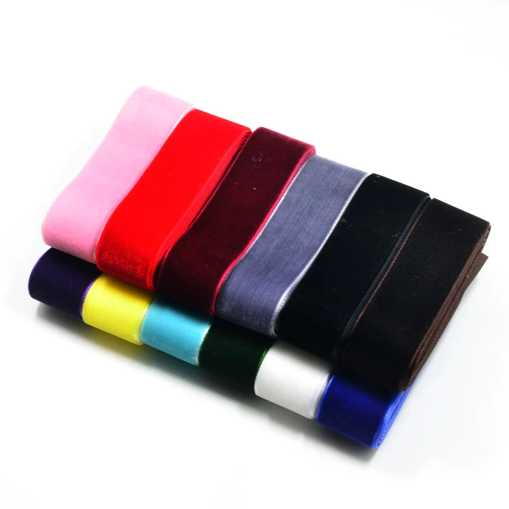 12pcs 1 Yard Luxury Velvet Ribbons for DIY Hair Accessories Hair Bow Craft 9mm 25mm