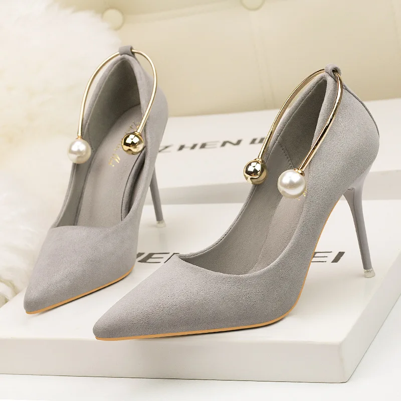 Ou Mo brand 17CM pointed Women Pumps Office high heels with Autumn Pointed Party Pumps Dress High Heel Boat Shoes For banquet