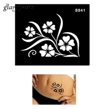 Цельнокроеное платье Яванский для нанесения хны и тату трафарет Водонепроницаемый лепестки в цветочек по индивидуальному образцу Чехлы женский боди-арт Краски для нанесения хны и тату трафарет S541