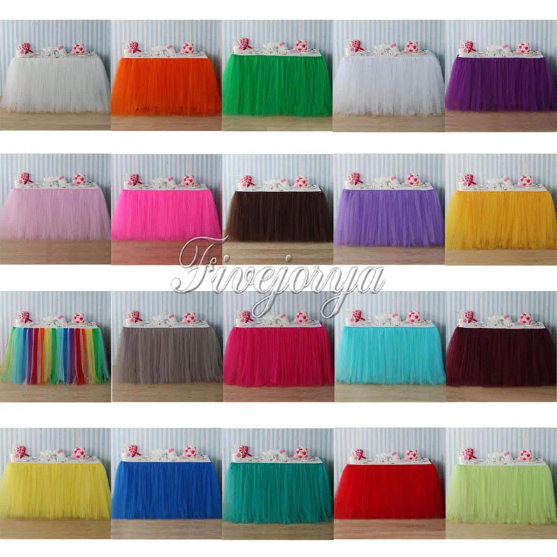  22 Colors Tulle Tutu Table Skirt Tulle Tableware for Wedding Decoration Baby Shower Party Wedding T
