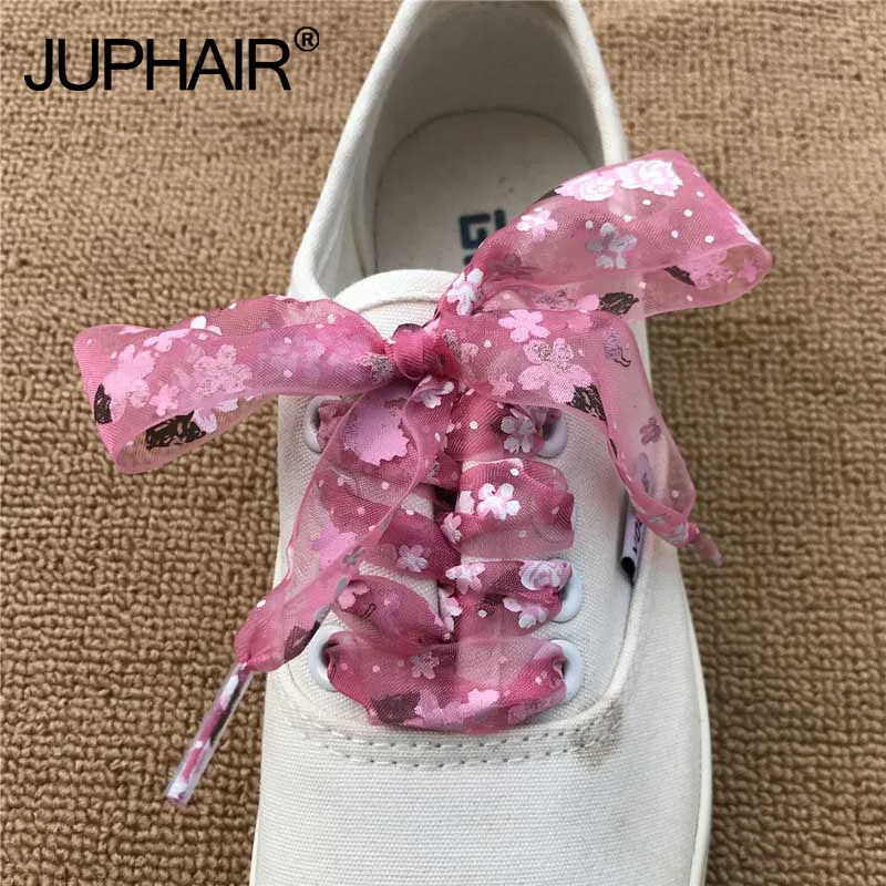 

8 Pairs Laces Width 2.8cm Printed Dream Snow Yarn Lace Yarn Printing Flower Ultra-thin Translucent Sport Shoes Lace Canvas Shoes