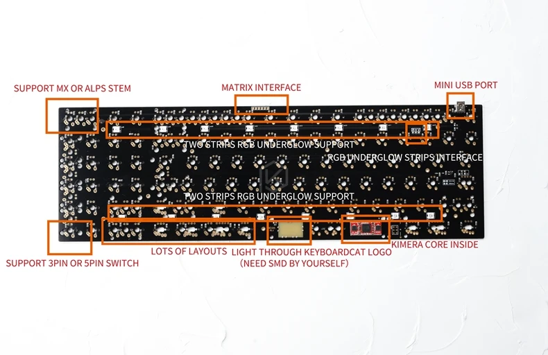 Xiaudi Xd96 Pcb 90 Teclado Mecânico Personalizado com Suportes Rgb Circuito Impresso com Botões Kimera Core - Imagem 4
