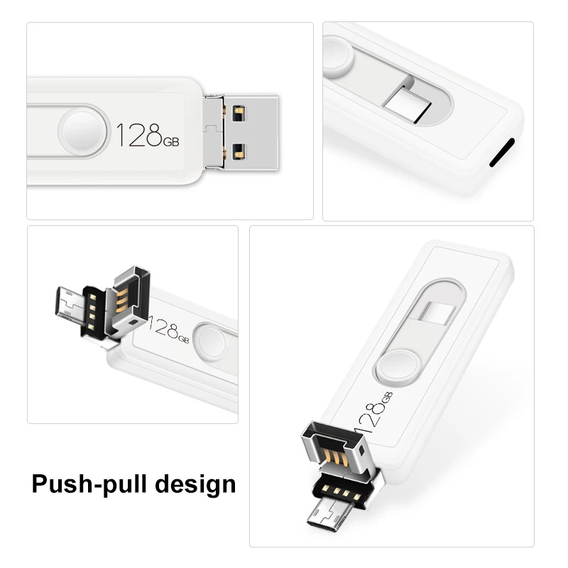 3 в 1 OTG Тип C Флешка 128 Гб 64 ГБ USB флэш-диск usb Тип C 32 Гб Push and Pull для Android студентов день рождения свадебный подарок