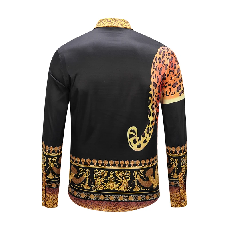 XIMIWUA 2019 Famous Brand Shirt Men Long Sleeve 3d Print Leopard Covered Button Hawaiian Shirts High Quality Hot Chemise Homme