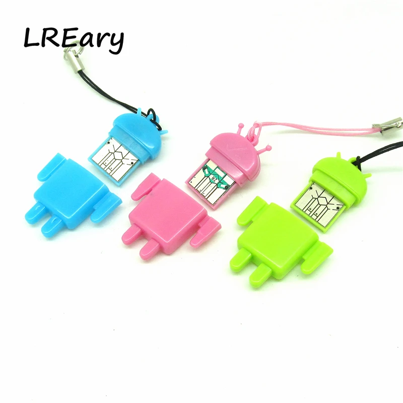 

Fashion Mini USB 2.0 Micro SD Card reader TF card Adapter T-Flash Memory pink red blue Android Robot Shape