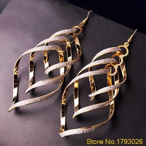 

Women's Retro Alloy Dull Polish Spiral Multi-layer Big Cross Eardrop Drop Earrings 4THP