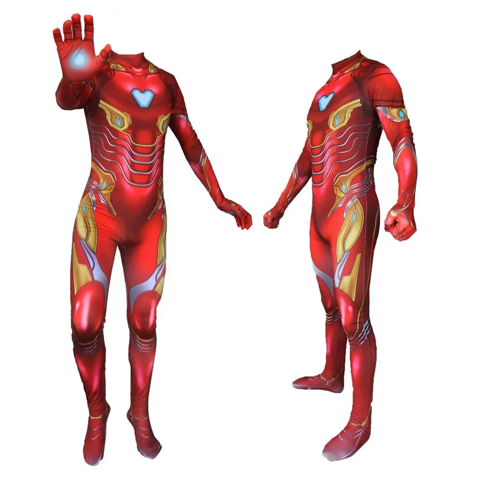Avengers Endgame Iron Man 3D Print Bodysuit Advanced Tech Cosplay Costumes 2019 new kids adult superhero Jumpsuits Bodysuit Suit