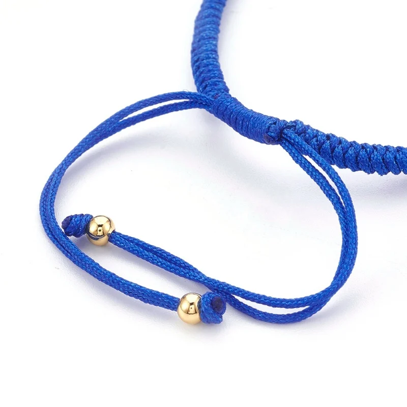 Нейлоновый плетеный браслет с золотыми латунными бусинами, смешанные цвета, 6-1/"~ 12"(15,8~ 30,8 см); 3 мм