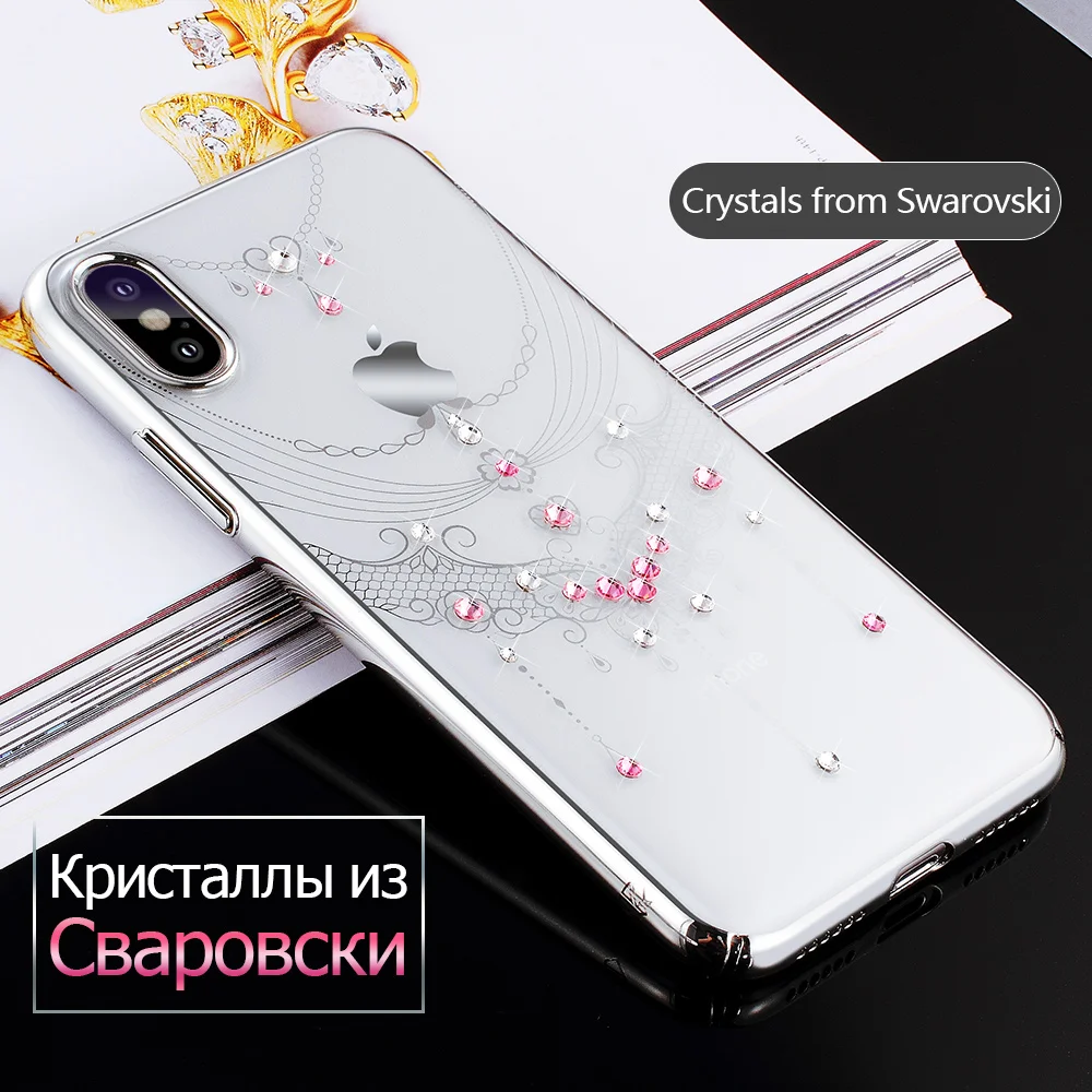 KINGXBAR для iPhone X случае роскоши bling rhinesrone кристаллами Swarovski Ультратонкий чехол| |